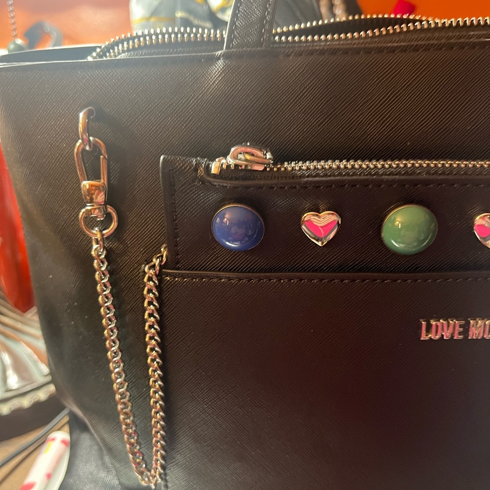 Love Moschino Black Leather shoulder bag Tote and wallet - Picture 4 of 10